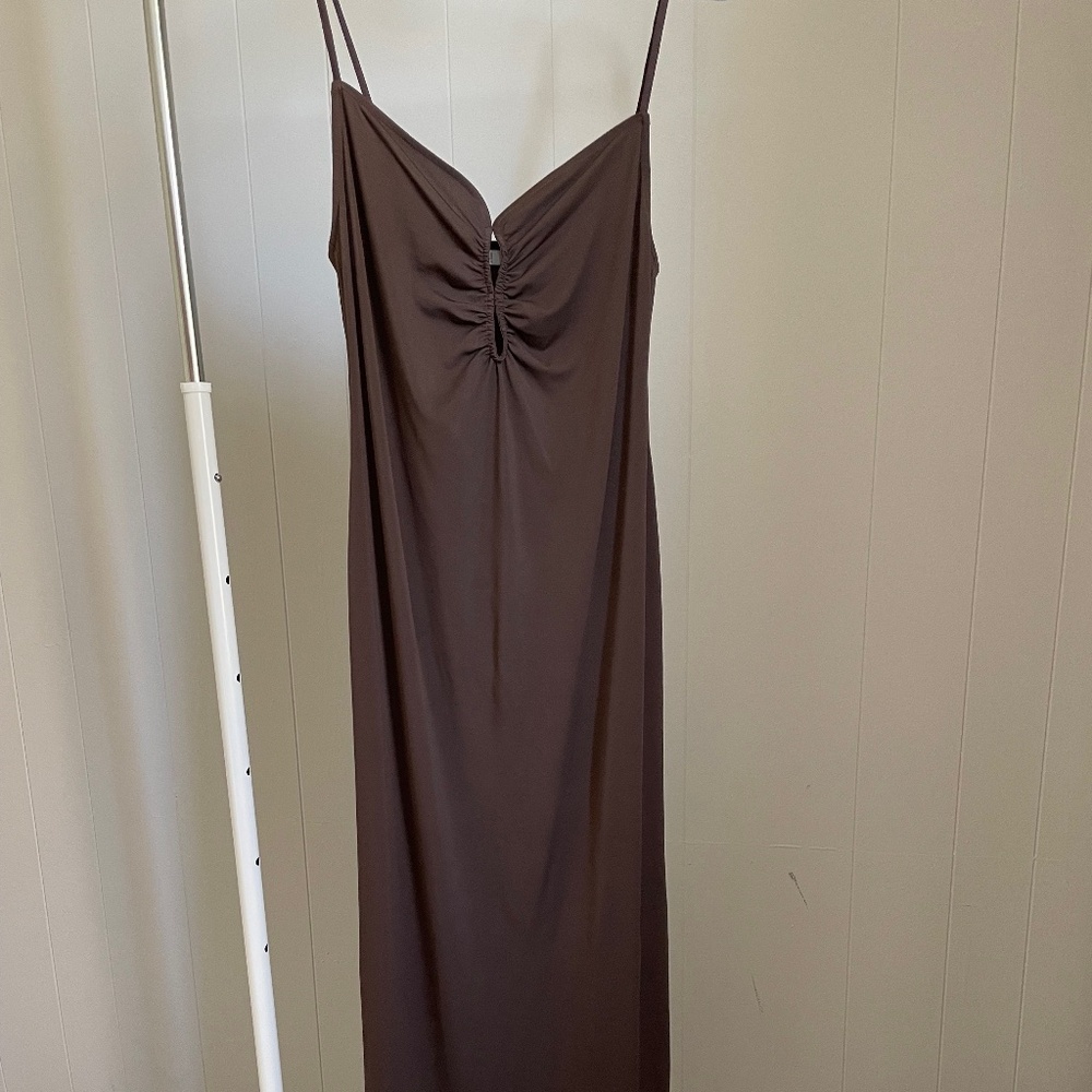 Mango Brown Slit Dress